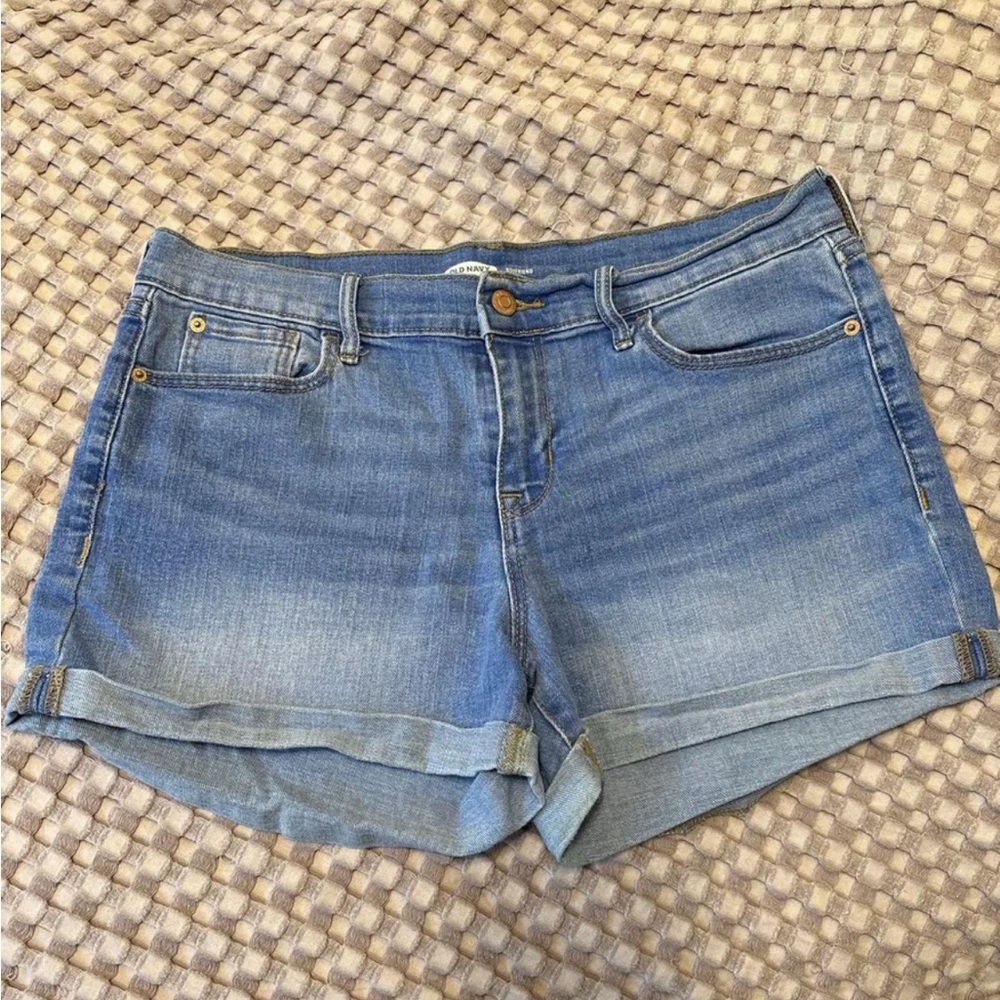 Old Navy Blue Jean Shorts with Cuffed Hem and Stretch
